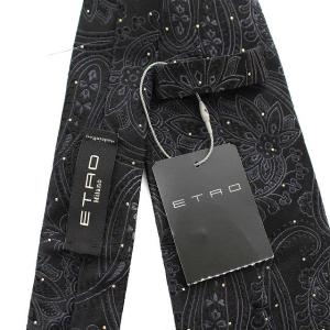ETRO ネクタイ シルク 刺繍 ペイズリー柄 ドット ブラック