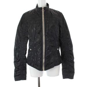 ダウンジャケット スタンドカラー ジップアップ 薄手 44 L 黒 ブラック