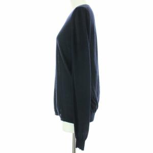 Drawer クルーネックプルオーバー ニット セーター 長袖 ハイゲージ 薄手 カシミヤ 絹混 シルク混 1 S 紺 ネイビー