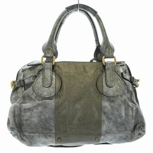 Chloe パディントン トートバッグ ハンドバッグ レザー シルバー