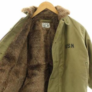 HOUSTON N-1 デッキジャケット ミリタリージャケット アウター 裏地ボア 34 ベージュ