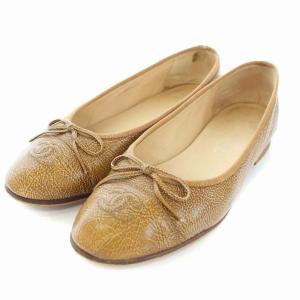 バレエシューズ ココマーク レザー 24cm ベージュ