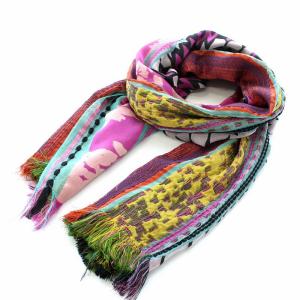 ストール マフラー シルク混 総柄 マルチカラー