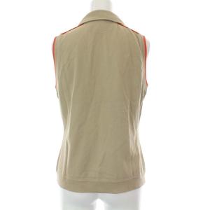 CELINE ノースリーブ ポロシャツ 馬車刺繍 M ベージュ オレンジ