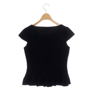 René ニット カットソー フレンチスリーブ ビジュー装飾 フリル プルオーバー 34 ブラック