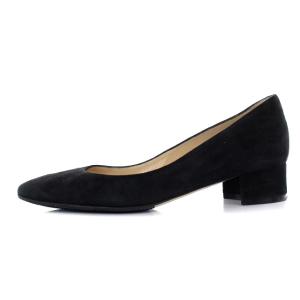 MANOLO BLAHNIK LISTONY スウェード パンプス チャンキーヒール 34.5 ブラック
