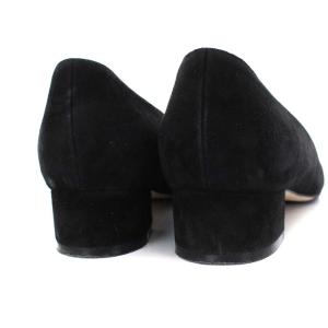 MANOLO BLAHNIK LISTONY スウェード パンプス チャンキーヒール 34.5 ブラック