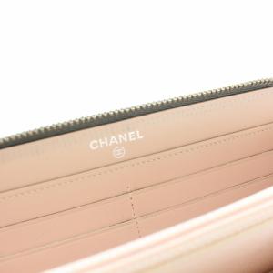 CHANEL ココマーク 10番台 長財布 ステッチ ラウンドファスナー レザー グレー