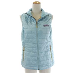 84246 ナノパフベスト 中綿 キルティング ジップアップ ハイネック S ライトブルー 