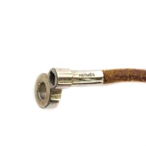 HERMES キテ ブレスレット チョーカー レザー ブラウン シルバー