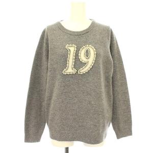 21AW ニット ナンバーモチーフニット ラインストーン パール セーター 36 S グレー