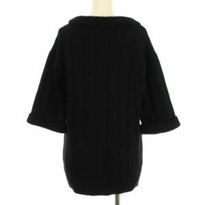 Drawer ニット セーター ボートネック リブ 五分袖 ウール 1 ブラック