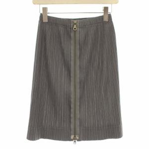 イッセイミヤケ プリーツスカート 台形 ミニ 1 グレー