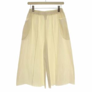 ガウチョパンツ ハーフパンツ フレア プリーツ M ホワイト