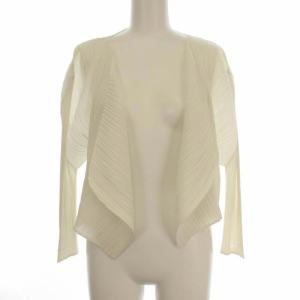 イッセイミヤケ プリーツ カーディガン 変形 ショート丈 4 ホワイト