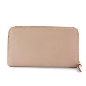 PRADA サフィアーノレザー 長財布 ラウンドファスナー ロゴ ゴールド金具 ピンクベージュ
