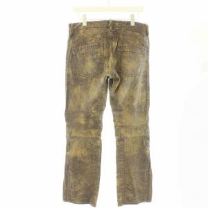 RALPH LAUREN バイカーパンツ 牛革 USED加工 蛇腹 W31 茶