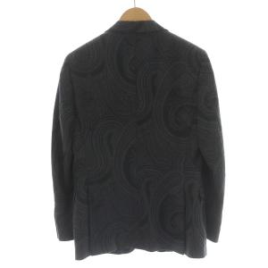 ETRO テーラードジャケット シングル 2B ペイズリー柄 ウール シルク 46 グレー ブラック