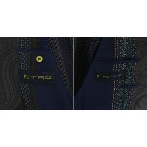 ETRO テーラードジャケット シングル 2B ペイズリー柄 ウール シルク 46 グレー ブラック