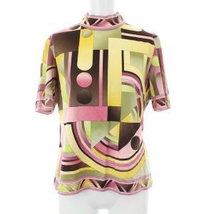 FASHION ハイネック 半袖 カットソー 総柄 L マルチカラー