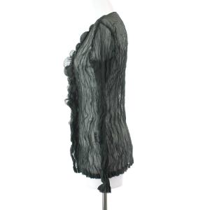 ISSEY MIYAKE FETE カーディガン プリーツ シアー 2 チャコールグレー