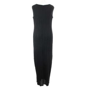 PLEATS PLEASE ISSEY MIYAKE イッセイミヤケ ノースリーブ ロングワンピース クルーネック 4 ブラック
