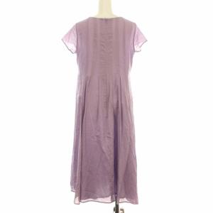Leilian ワンピース フレア ロング 半袖 M パープル