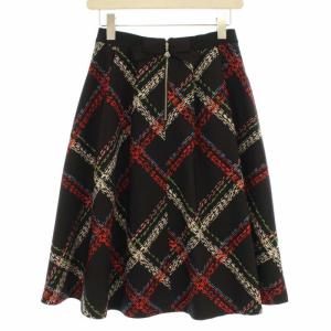 M'S GRACY スカート フレア ひざ丈 チェックプリント 38 ブラック