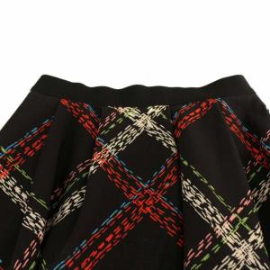 M'S GRACY スカート フレア ひざ丈 チェックプリント 38 ブラック