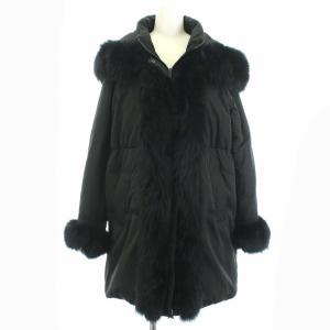 18AW ダウンコート フォックスファー アウター ミドル丈 ロング 38 ブラック