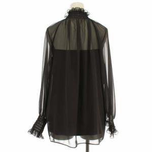 ANAYI 20SS ブラウス シアー ギャザー ペチコート付き 38 チャコールグレー