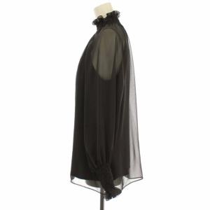 ANAYI 20SS ブラウス シアー ギャザー ペチコート付き 38 チャコールグレー