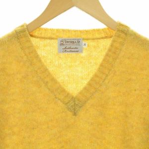 INVERALLAN ニット セーター Vネック 長袖 ハイゲージ 英国製 ウール 36 イエロー