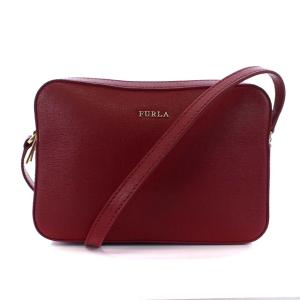 FURLA LILLI ダブルジッパークロスボディー ショルダーバッグ カメラバッグ レザー チェリーレッド