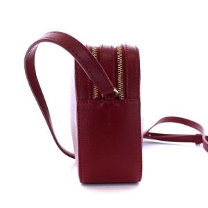 FURLA LILLI ダブルジッパークロスボディー ショルダーバッグ カメラバッグ レザー チェリーレッド