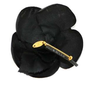 CHANEL コサージュ ピンブローチ カメリア フラワー ブラック