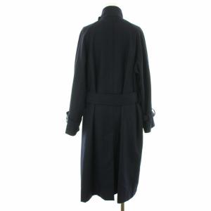 MARGARET HOWELL 2019AW ウールサージスタンドカラーコート ロング ベルト 1 ネイビー