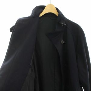 MARGARET HOWELL 2019AW ウールサージスタンドカラーコート ロング ベルト 1 ネイビー