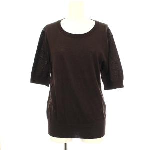 ニット 半袖 コットン カットソー 2 M ブラウン