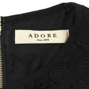 ADORE ノースリーブ花柄レースワンピース 36 ネイビー