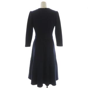 BORDERS at BALCONY 19AW MELTON JERSEY DRESS フレアワンピース 38 紺