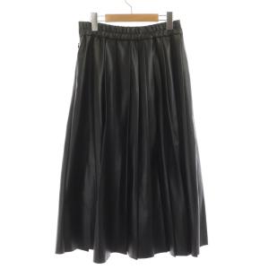 Diagram GRACE CONTINENTAL 20AW ヴィーガンレザースカート プリーツスカート ロング ミモレ丈 エコレザー フェイクレザー 38 M ブラック