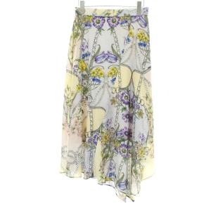 GRACE CONTINENTAL スカート フレア ロング プリント アシンメトリー ボタニカル柄 花柄 S 38 マルチカラー