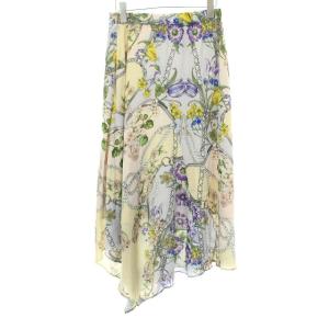 GRACE CONTINENTAL スカート フレア ロング プリント アシンメトリー ボタニカル柄 花柄 S 38 マルチカラー