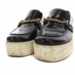 CELINE フィービー期 ローファー スリッポン シューズ 厚底 エナメル 36 ブラック