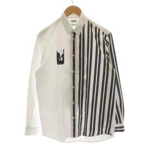 KENZO CASUAL FIT マーメイドカジュアルシャツ ボタンダウン ストライプ 長袖 バックプリント ホワイト グレー