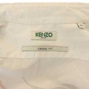 KENZO CASUAL FIT マーメイドカジュアルシャツ ボタンダウン ストライプ 長袖 バックプリント ホワイト グレー