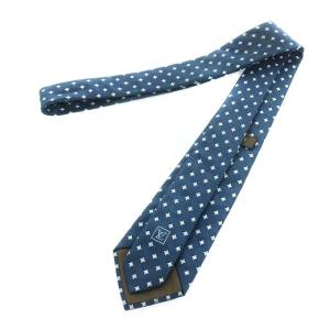 LOUIS VUITTON ネクタイ レギュラータイ シルク 刺繍 ネイビー