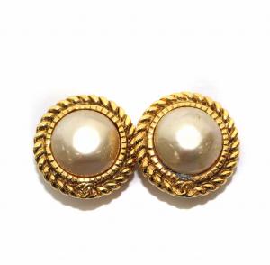 ヴィンテージ イヤリング フェイクパール ラウンド ココマーク ゴールド