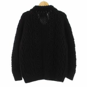 INVERALLAN フィッシャーマン アランニット カーディガン ウール M ブラック